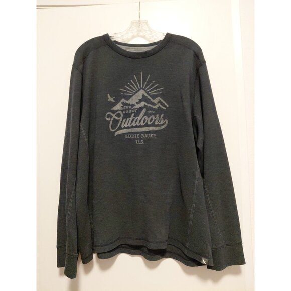 Eddie Bauer Men's Waffle Knit Thermal Outdoors Graphic Gray 2XL - Picture 2 of 8